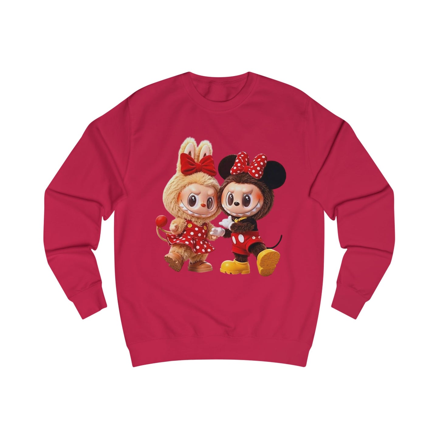 Felpa Unisex Labubu Cartoon – Sweatshirt Streetwear Rossa, Moda Urban e Comfort.