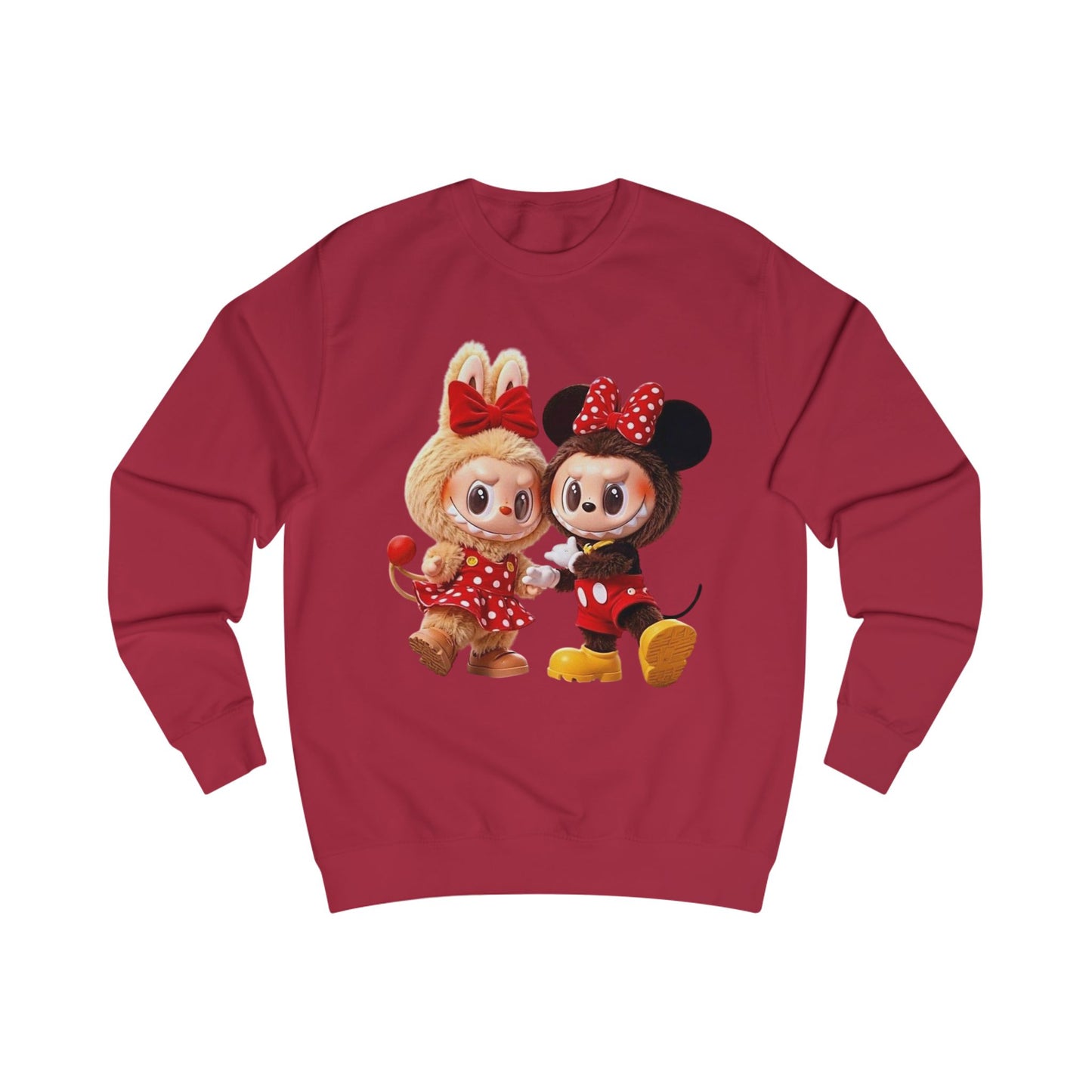 Felpa Unisex Labubu Cartoon – Sweatshirt Streetwear Rossa, Moda Urban e Comfort.