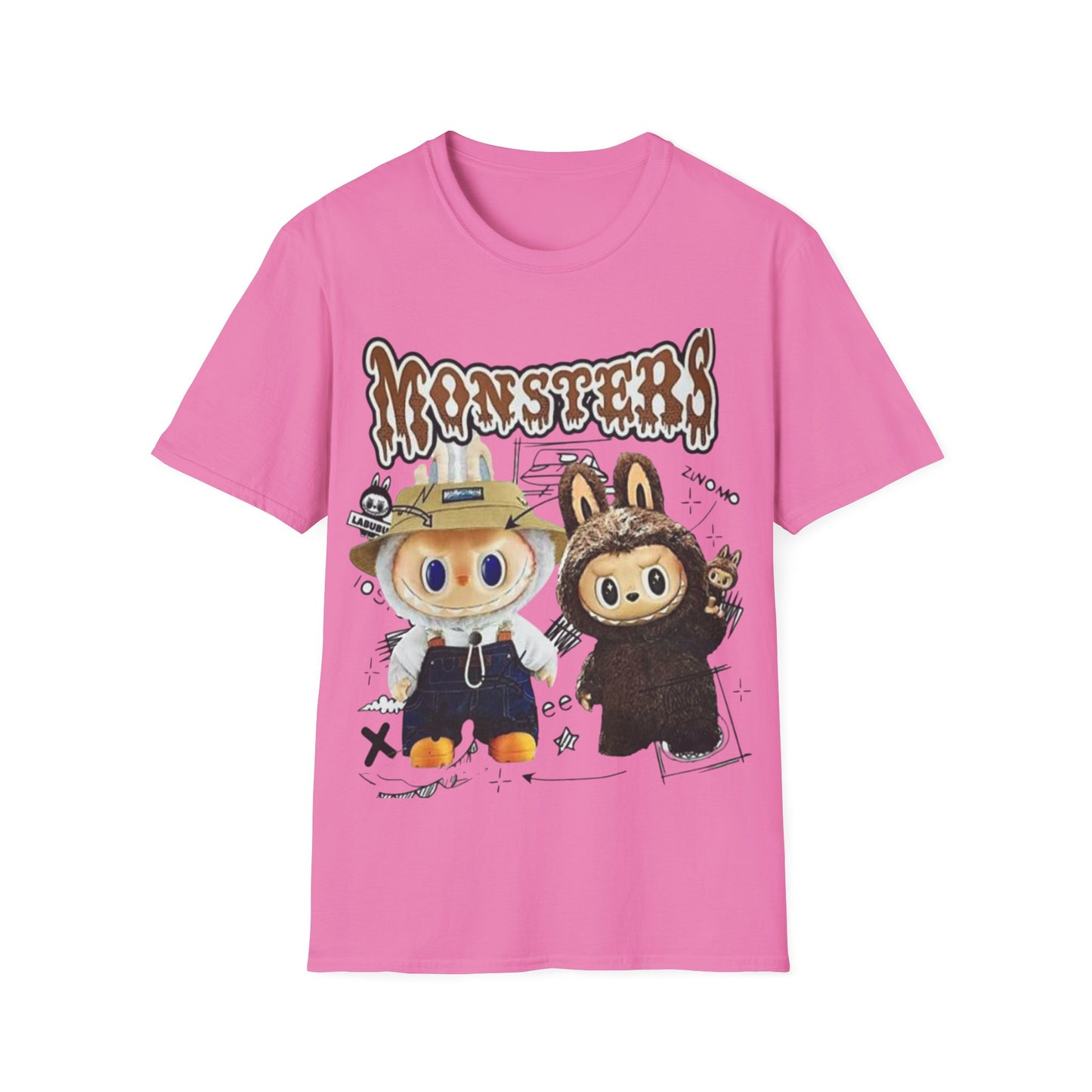 T-Shirt Unisex Labubu Softstyle – Design Monsters Kawaii con Coppia Iconica.