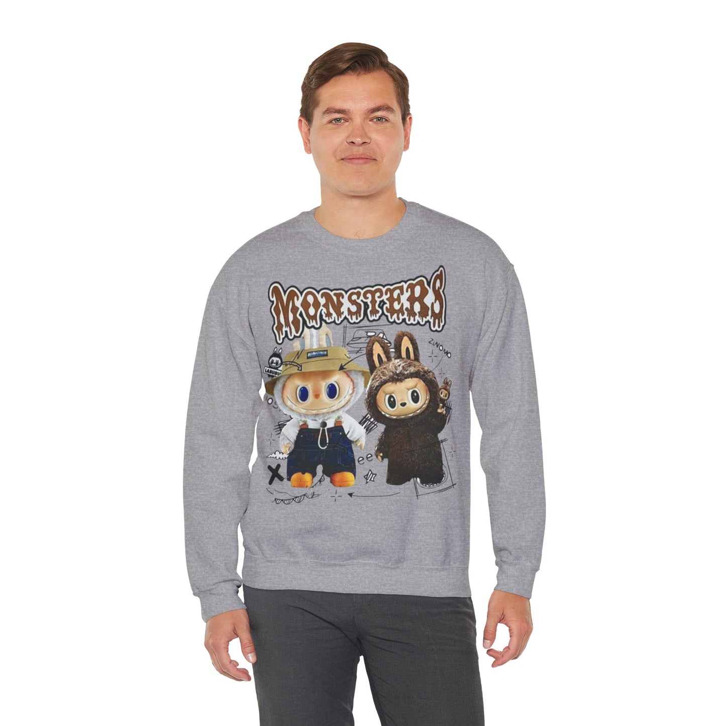 Felpa Unisex Labubu Monsters – Sweatshirt Streetwear Casual Heavy Blend.