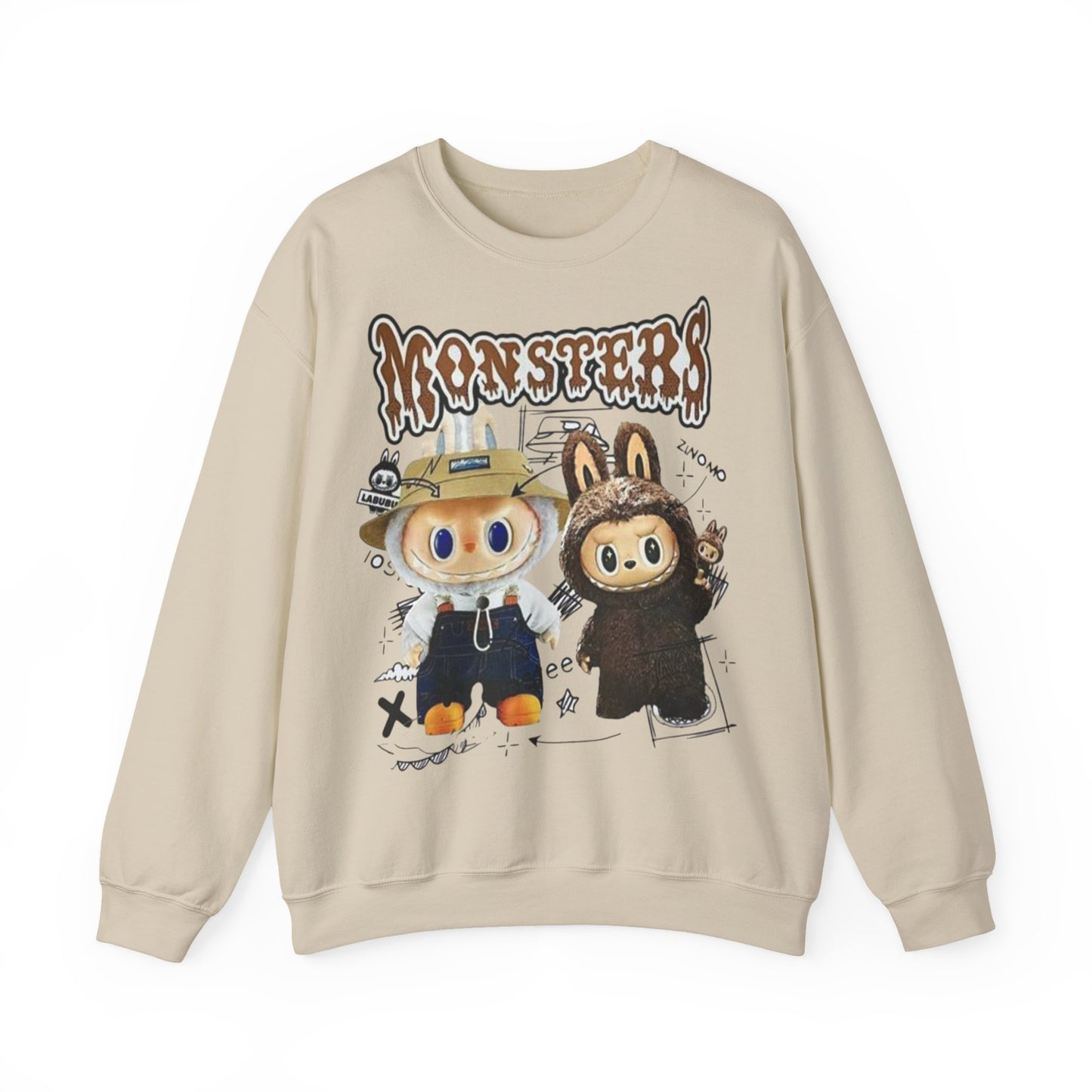 Felpa Unisex Labubu Monsters – Sweatshirt Streetwear Casual Heavy Blend.