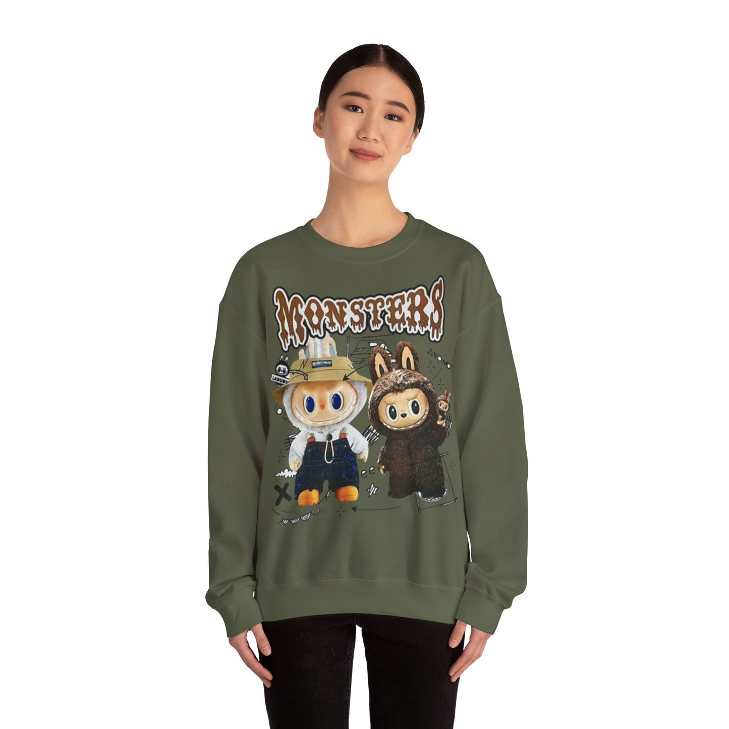 Felpa Unisex Labubu Monsters – Sweatshirt Streetwear Casual Heavy Blend.