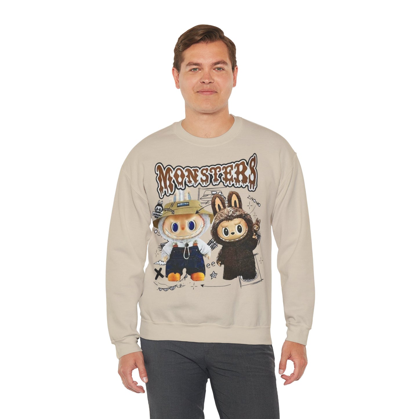 Felpa Unisex Labubu Monsters – Sweatshirt Streetwear Casual Heavy Blend.