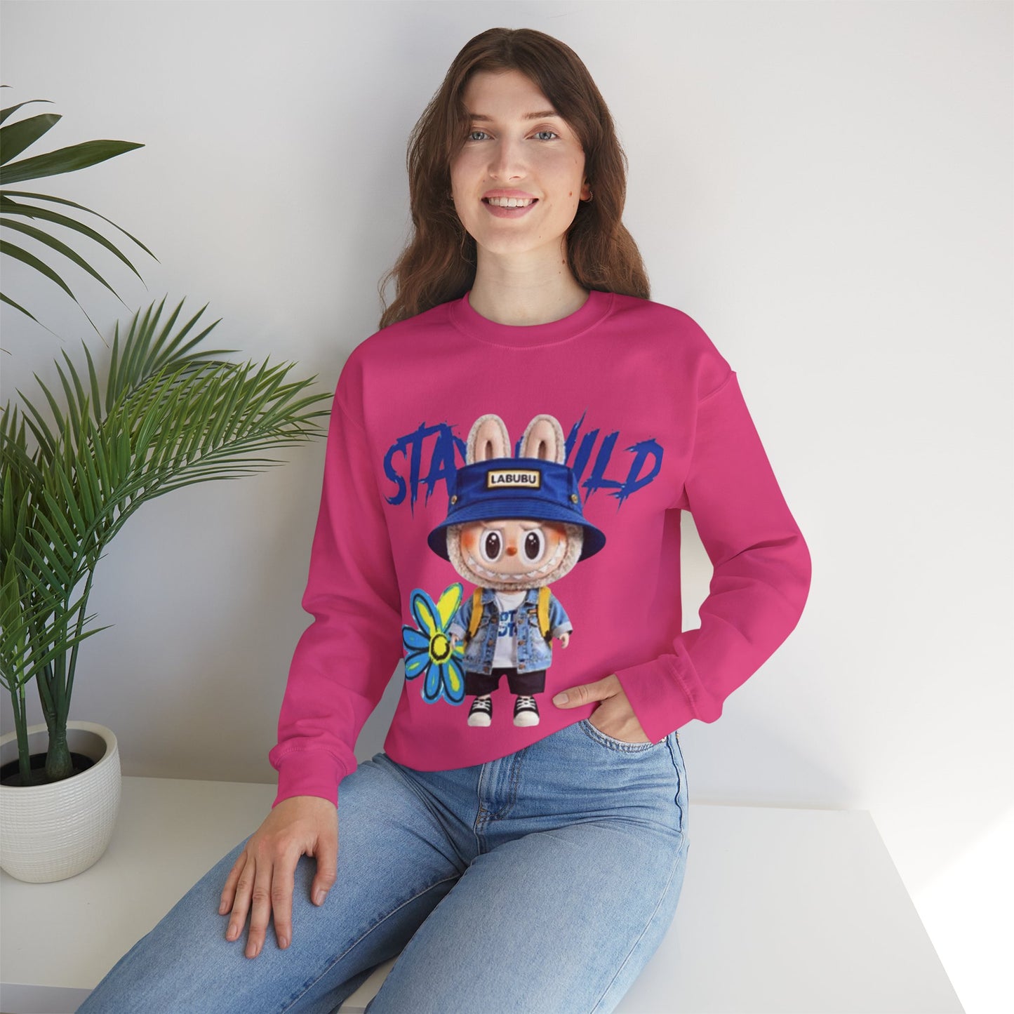 Felpa Unisex Labubu Stay Wild – Streetwear Casual con Design Cartoon.