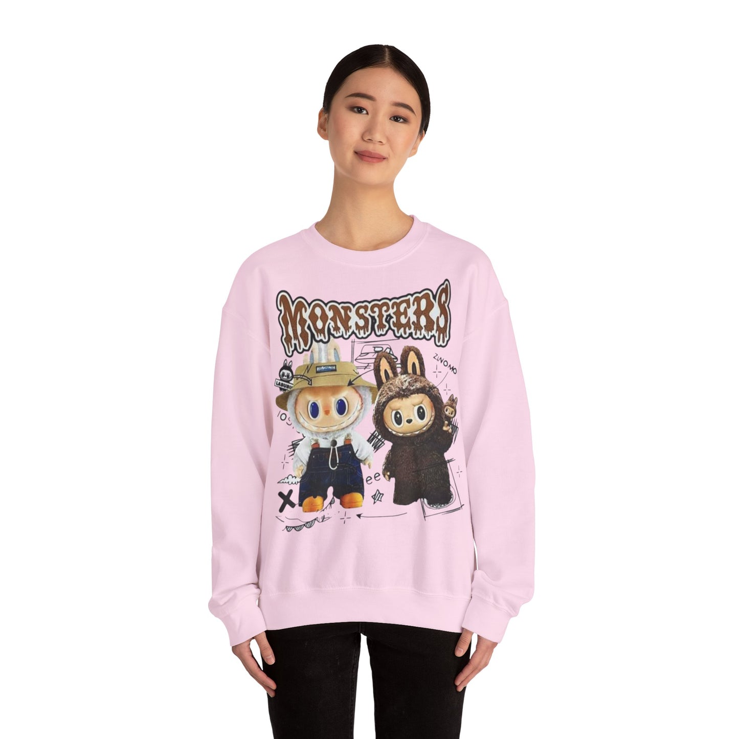 Felpa Unisex Labubu Monsters – Sweatshirt Streetwear Casual Heavy Blend.