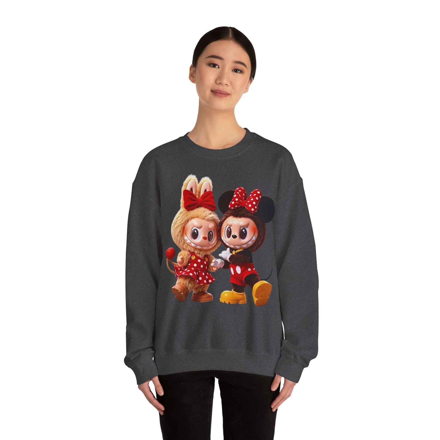 Felpa Unisex Labubu Cartoon – Sweatshirt Streetwear Rossa, Moda Urban e Comfort.