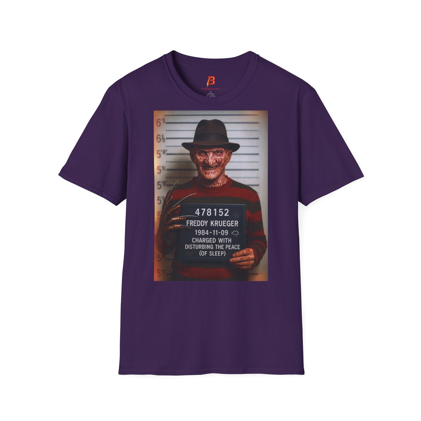 T-Shirt Unisex Freddy Krueger Mugshot – Maglietta Horror Nightmare | Cultura Pop & Halloween