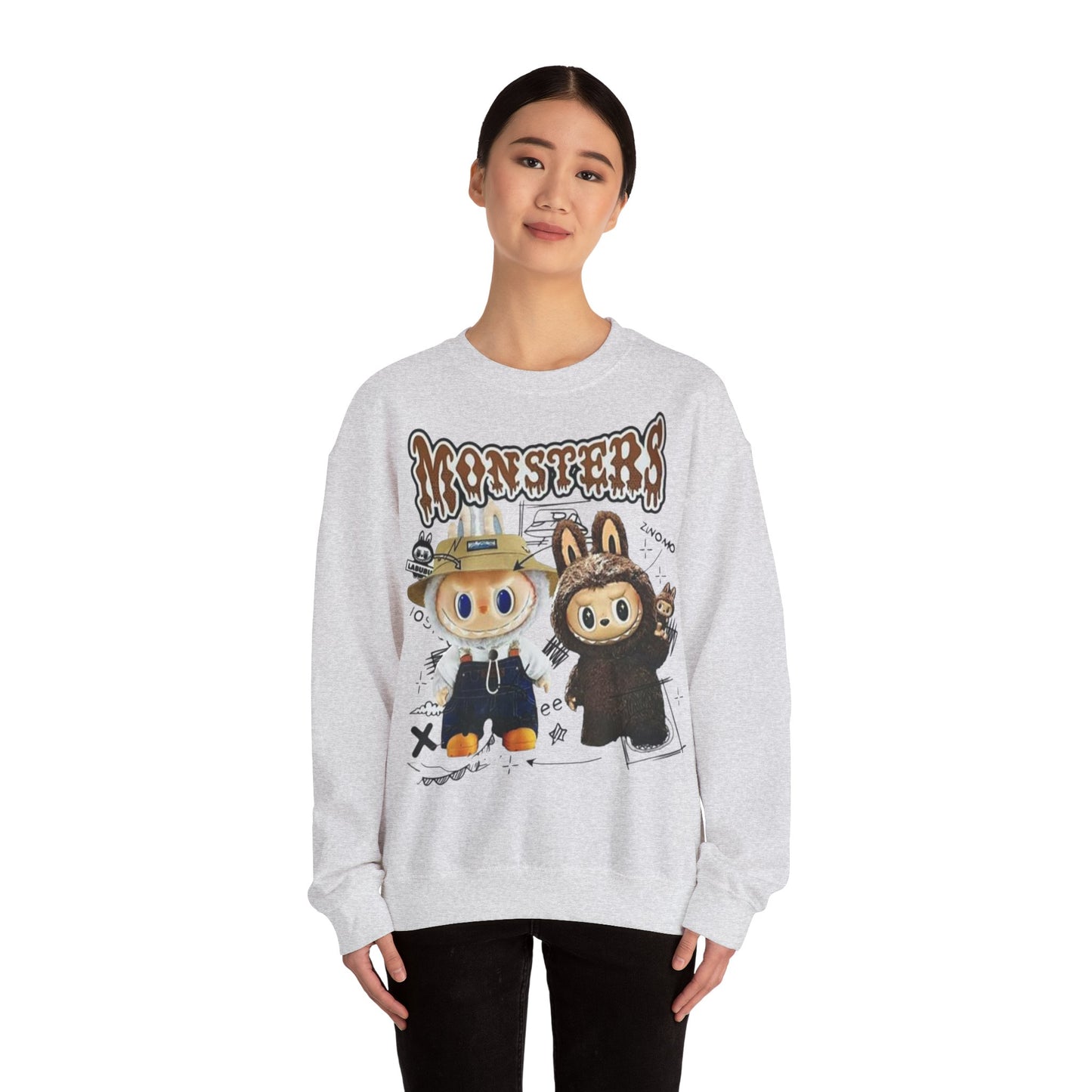 Felpa Unisex Labubu Monsters – Sweatshirt Streetwear Casual Heavy Blend.
