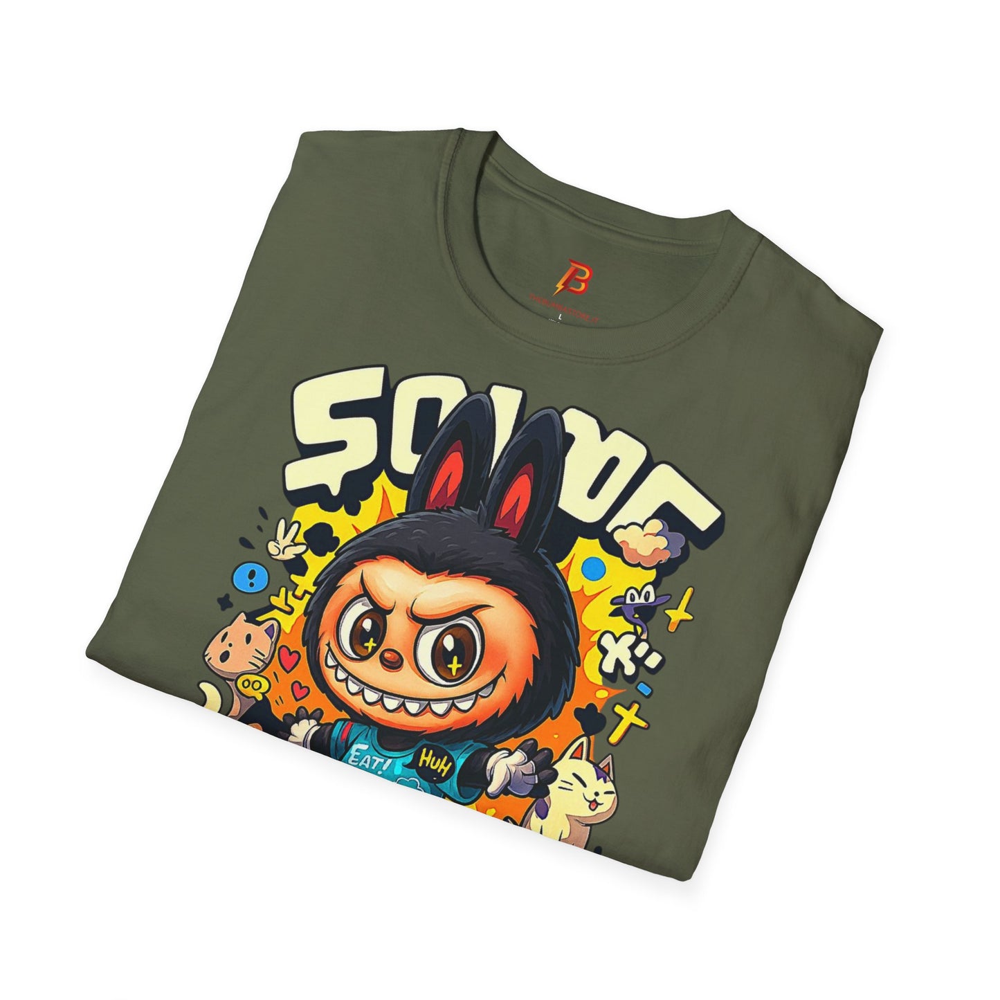 T-Shirt Unisex Labubu Softstyle  – Design Kawaii Streetwear con Skateboard.