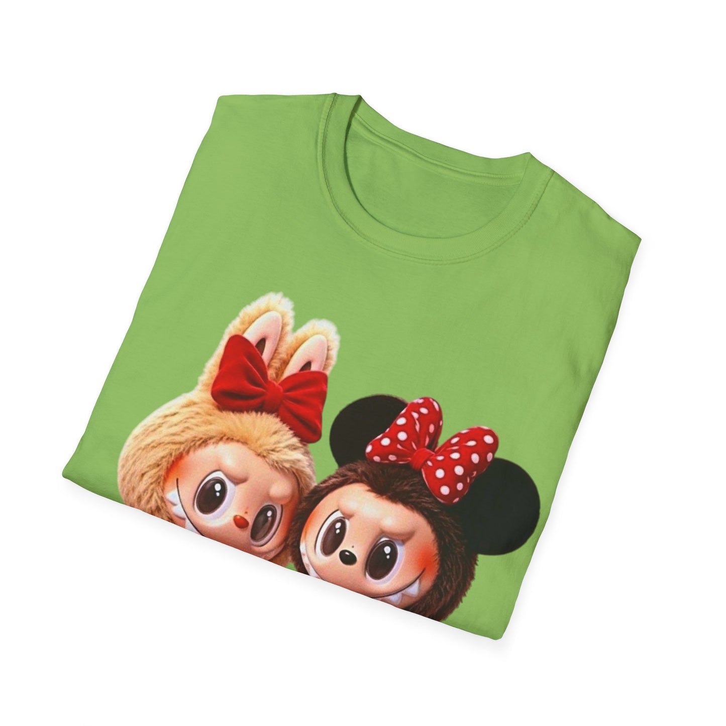 T-Shirt Unisex Labubu Softstyle  – Design Kawaii Coppia in Stile Minnie & Mickey.
