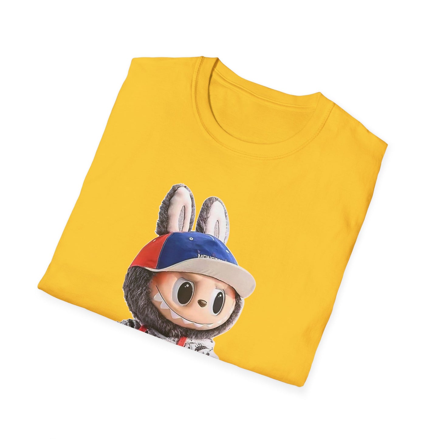 T-Shirt Unisex Labubu Softstyle Arancione – Design Streetwear con Skateboard.