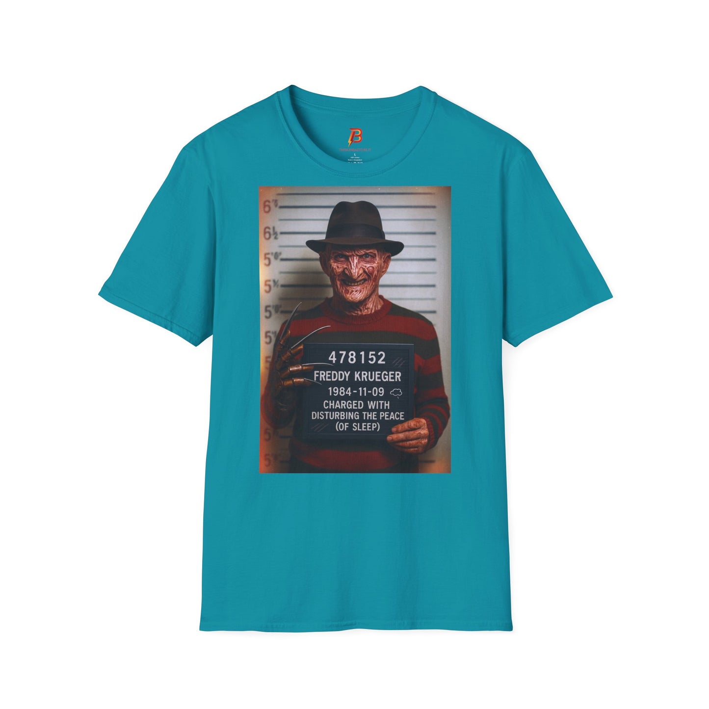 T-Shirt Unisex Freddy Krueger Mugshot – Maglietta Horror Nightmare | Cultura Pop & Halloween