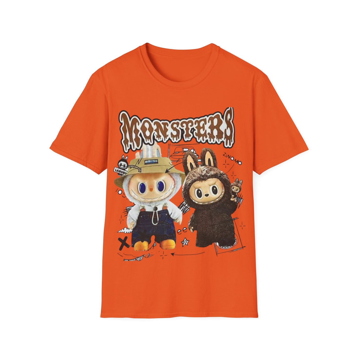 T-Shirt Unisex Labubu Softstyle – Design Monsters Kawaii con Coppia Iconica.
