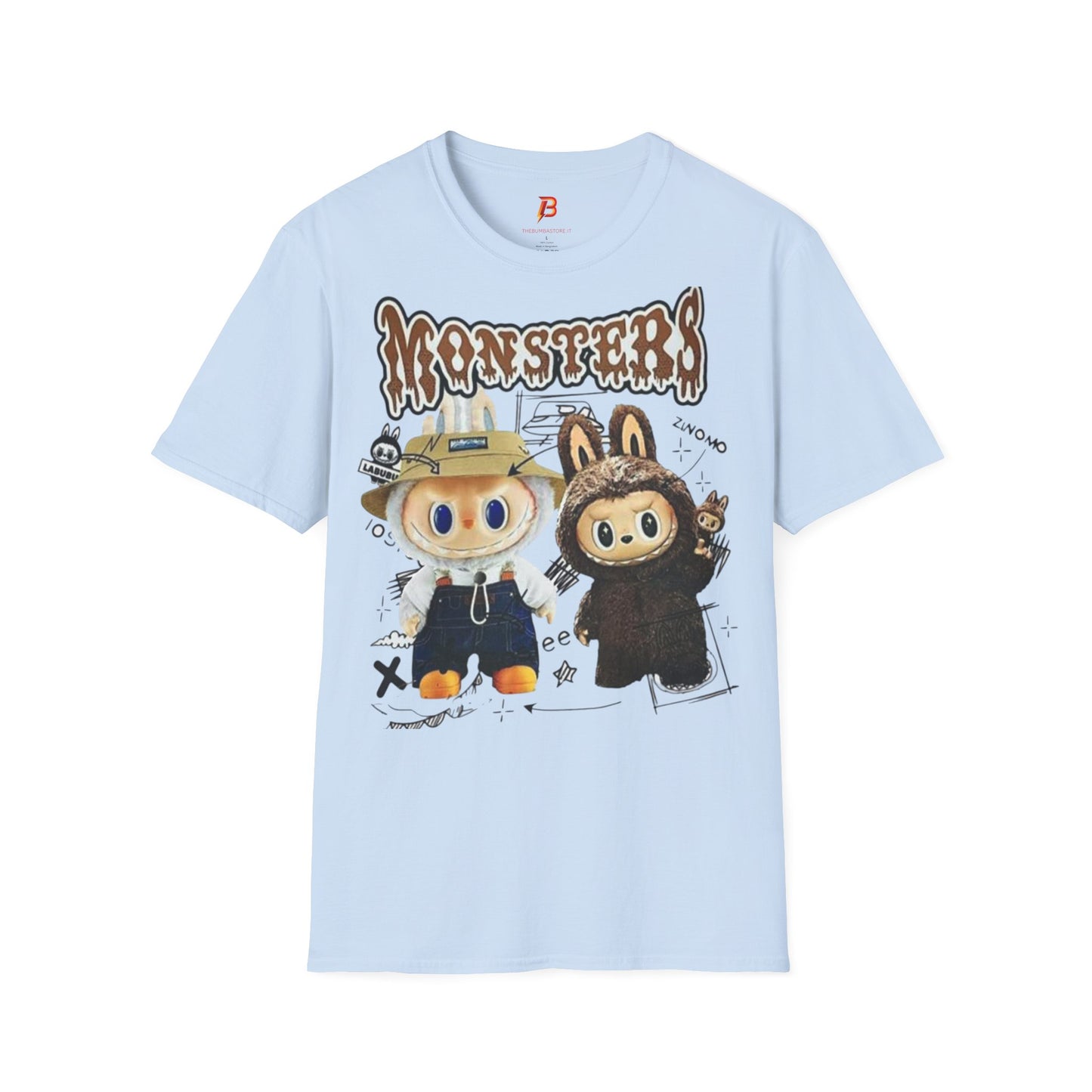 T-Shirt Unisex Labubu Softstyle – Design Monsters Kawaii con Coppia Iconica.