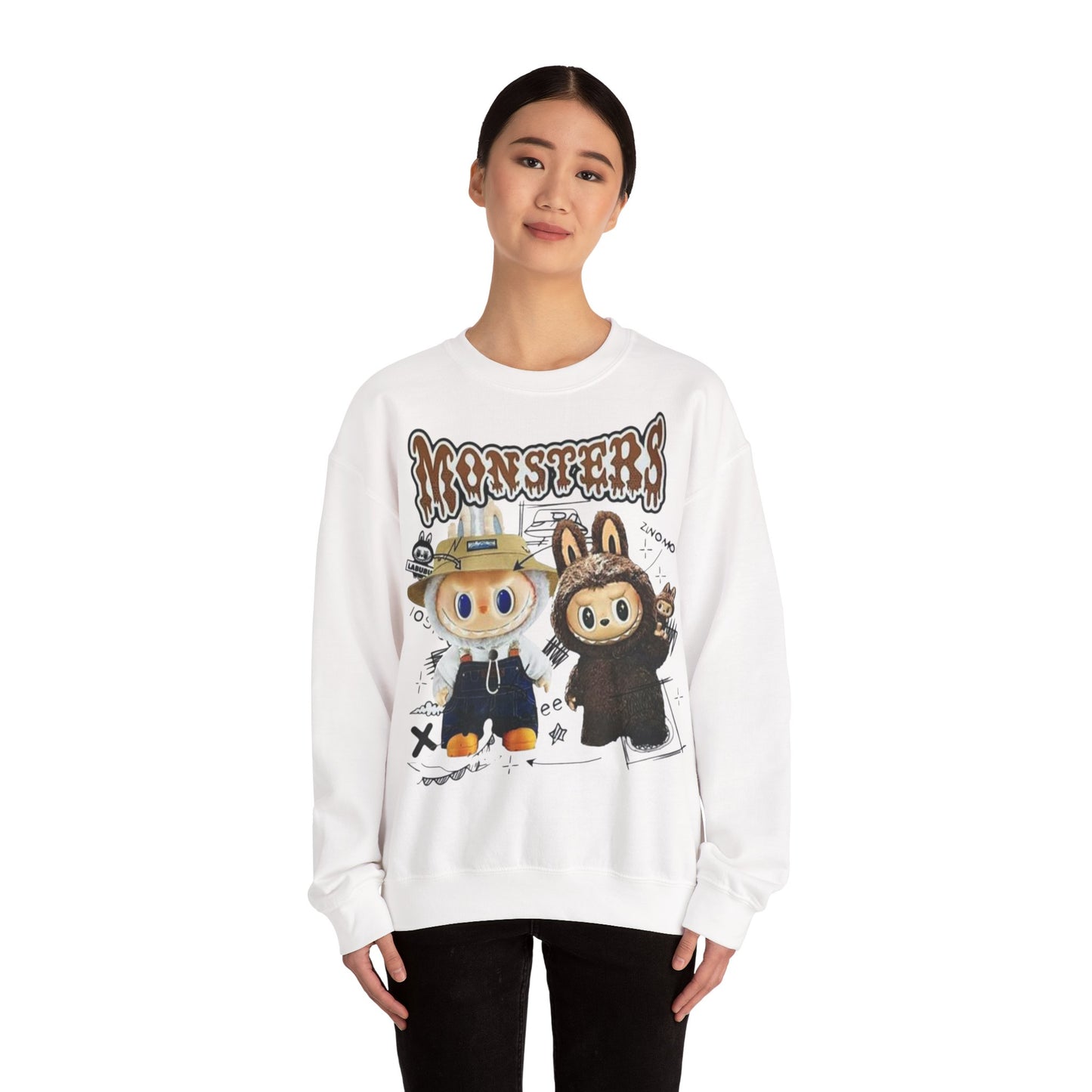 Felpa Unisex Labubu Monsters – Sweatshirt Streetwear Casual Heavy Blend.