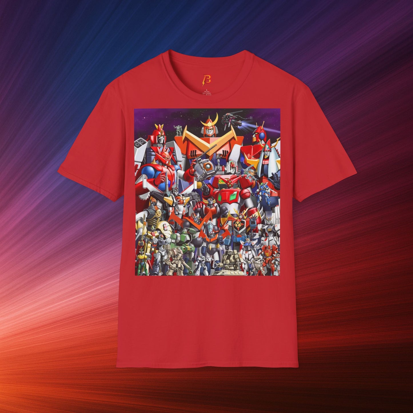 "T-shirt robot giapponesi anni ‘80 in cotone morbido. Un must per fan anime e collezionisti. Comfort e stile per ogni occasione.
