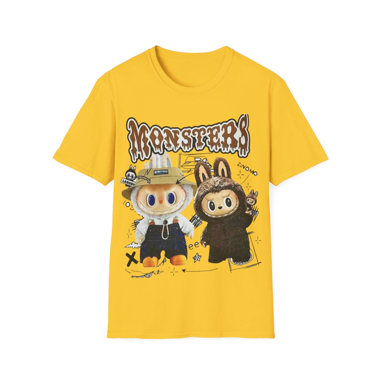 T-Shirt Unisex Labubu Softstyle – Design Monsters Kawaii con Coppia Iconica.