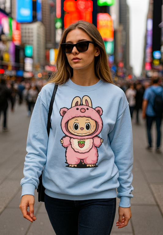 Felpa Unisex Labubu Rosa – Sweatshirt Streetwear Casual, Comfort e Stile Giocoso.