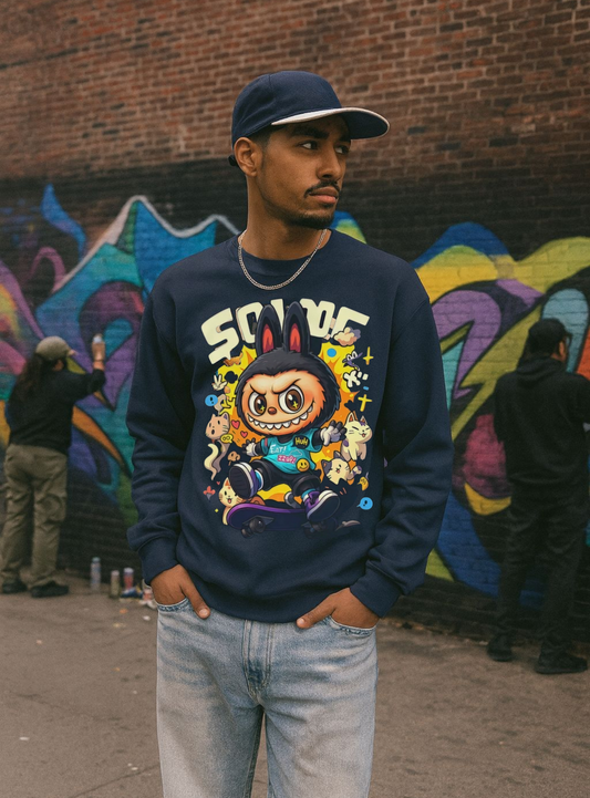 Felpa Unisex Labubu Skateboard – Streetwear Casual, Moda Urban e Comfort.