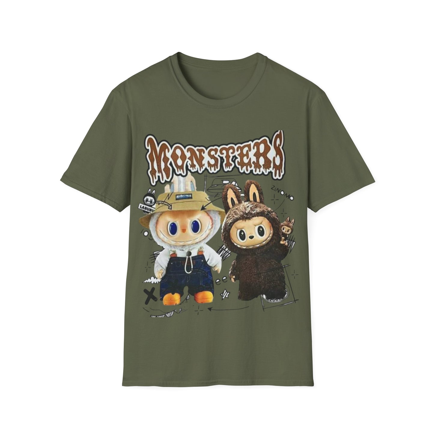 T-Shirt Unisex Labubu Softstyle – Design Monsters Kawaii con Coppia Iconica.