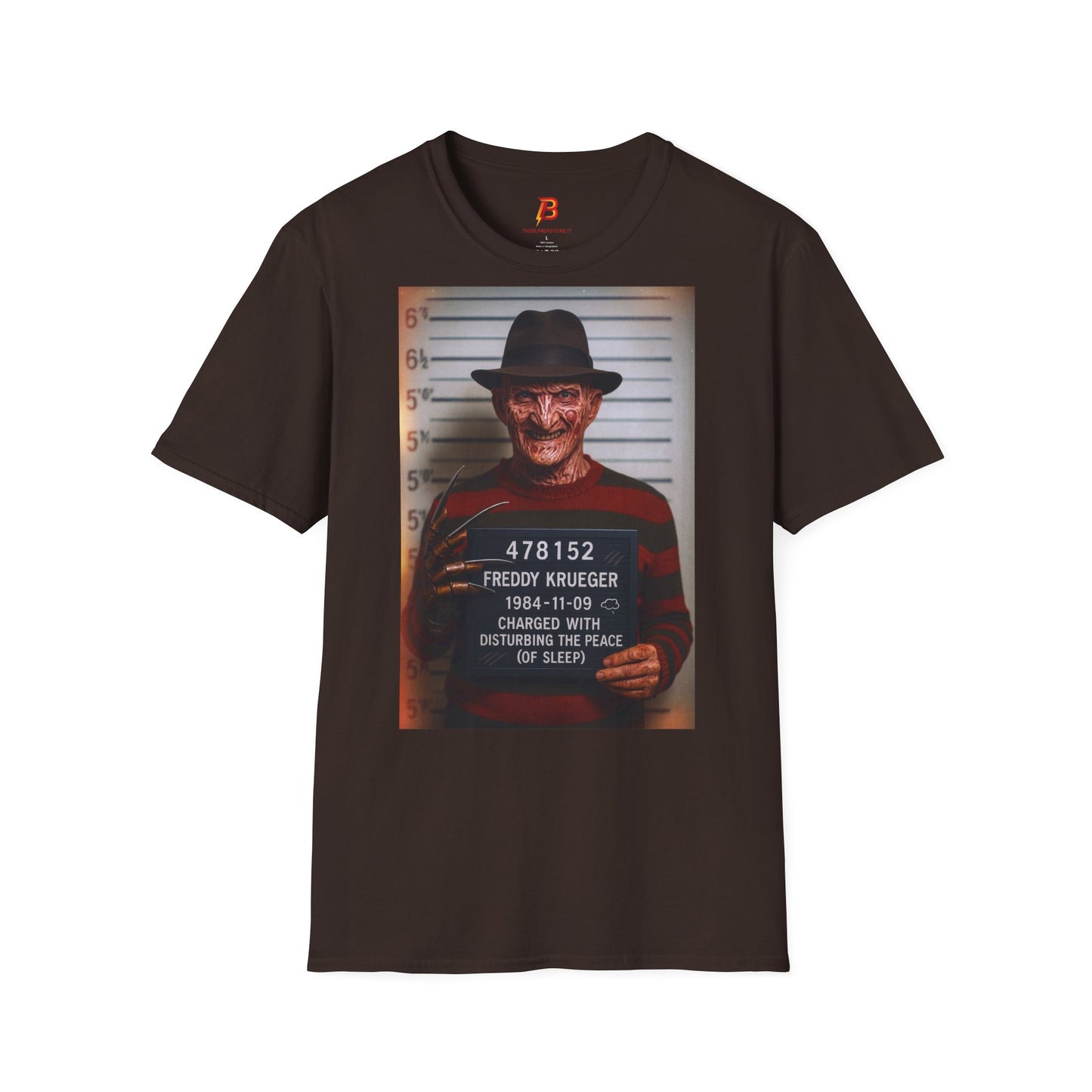 T-Shirt Unisex Freddy Krueger Mugshot – Maglietta Horror Nightmare | Cultura Pop & Halloween