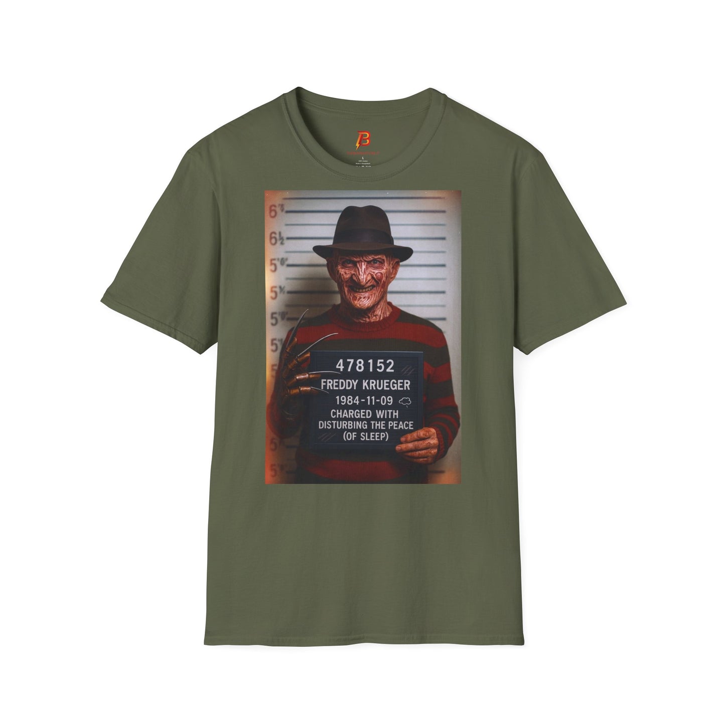 T-Shirt Unisex Freddy Krueger Mugshot – Maglietta Horror Nightmare | Cultura Pop & Halloween