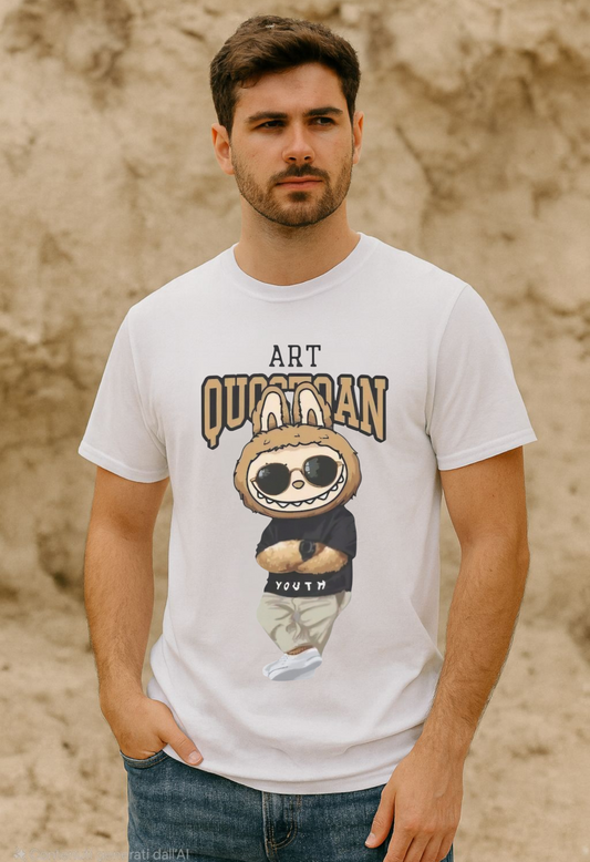 T-Shirt Unisex Labubu Softstyle – Design Urban Kawaii con Occhiali da Sole.