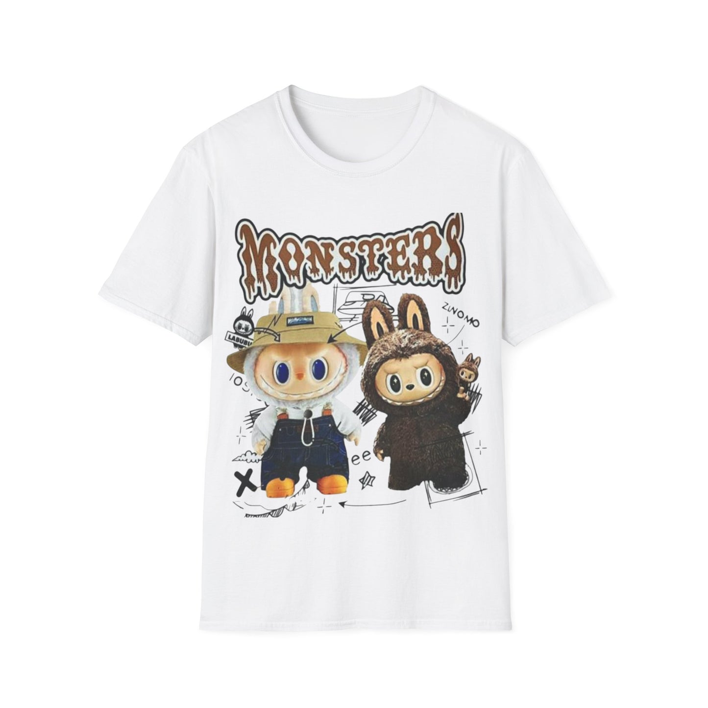 T-Shirt Unisex Labubu Softstyle – Design Monsters Kawaii con Coppia Iconica.