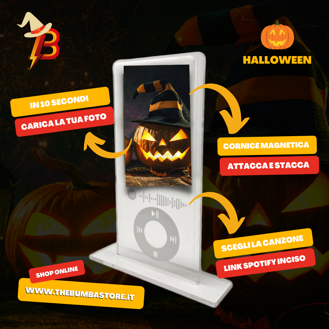 Halloween Pod in plexiglass con codice canzone Spotify interattiva