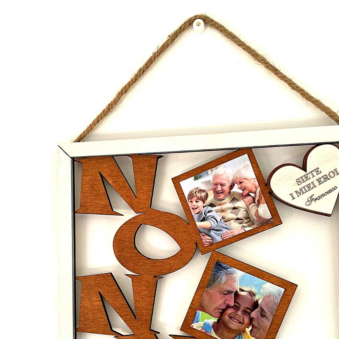 Quadro in legno NONNI con 3 foto personalizzate e nome - Ottima idea r