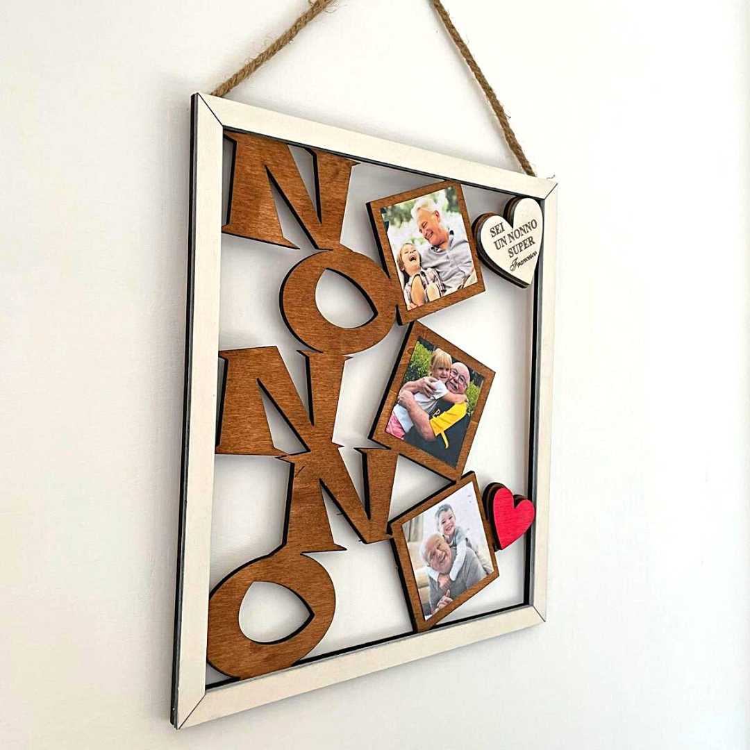 Quadro in legno NONNO con 3 foto personalizzate e nome - Ottima idea r –  The Bumba Store